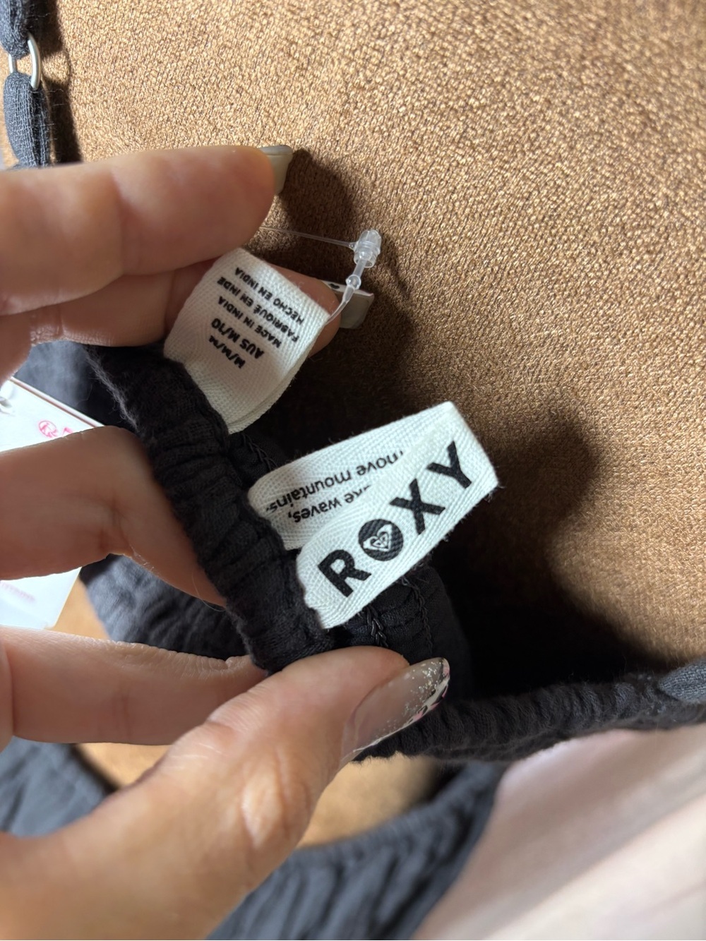 Roxy Gray Smocked Mini Dress with Logo Accent - Picture 6 of 9